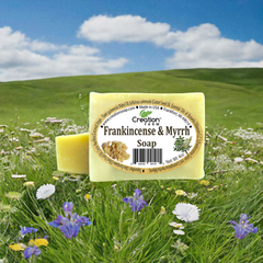 Frankincense & Myrrh Soap Bars, All-Natural Handmade Artisan Soap with Olive, Coconut, Castor, and Palm Oils,- Two 4 oz Bar Pack by Creation Farm