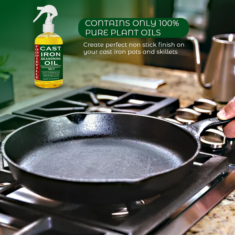 Cast Iron Oil by Foodieville for Seasoning Cast Iron Cookware.