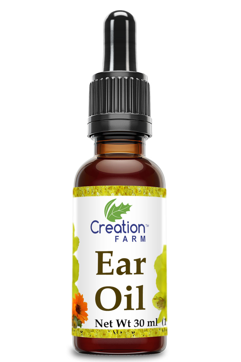 Herbal Ear Drops Oil 1 oz - Calendula, St. Johns wort and Mullein Aceite de oreja a base de plantas - Creation Pharm