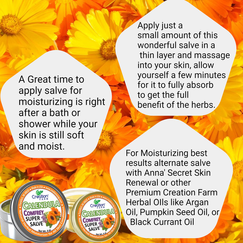 Calendula-Comfrey Salve - Super Salve, Herbal Salve by Creation Farm.