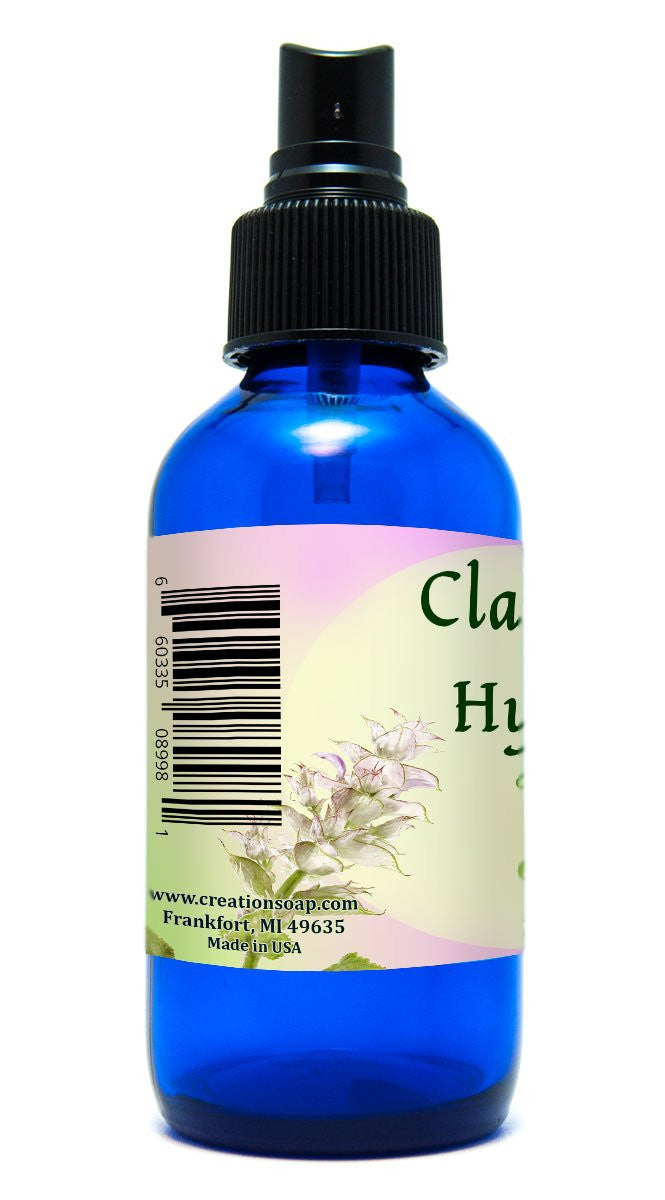 Clary Sage Hydrosol - Claire Sage Hidrosol - Refreshing Aromatherapy Pure Facial Toner 4 oz Mister - Creation Pharm